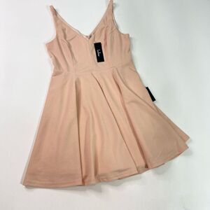 Lulus Skater Dress Womens Large Pink Blush Darling Delight Sleeveless V-Neck